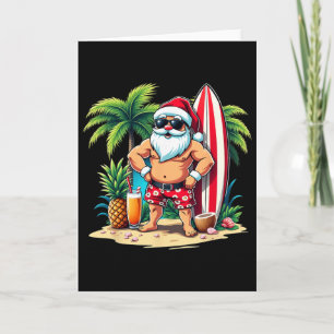 Christmas In July Santa Surf Summer Surfing _4 Card