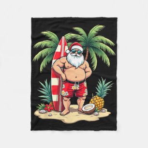 Christmas In July Santa Surf Summer Surfing _5 Fleece Blanket