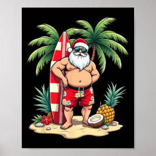 Christmas In July Santa Surf Summer Surfing _5 Poster