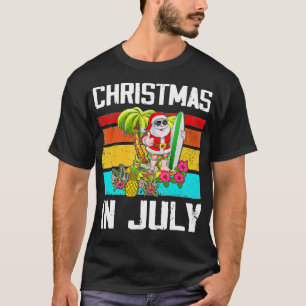 Christmas in July Santa Surfer Hawaii Summer Vacat T-Shirt