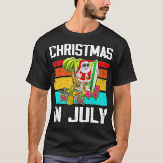Christmas in July Santa Surfer Hawaii Summer Vacat T-Shirt