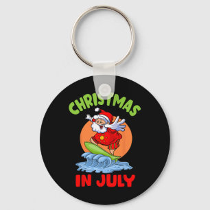 Christmas In July Santa Surfing Kids Toddler Hawai Key Ring