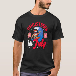 Christmas In July Santa Surfing Sea Sun Summer Bea T-Shirt