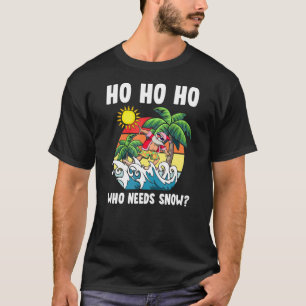 Christmas In July Santa Surfing Summer Beach Vaca T-Shirt