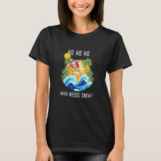 Christmas In July Santa Surfing Summer Beach Vaca T-Shirt