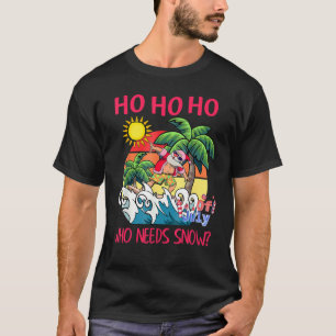 Christmas In July Santa Surfing Summer Beach Vaca T-Shirt