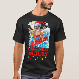 Christmas In July Santa Surfing Summer Beach Vaca T-Shirt