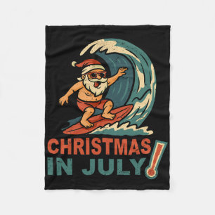 Christmas In July Santa Surfing Summer Hawaiian Ch Fleece Blanket