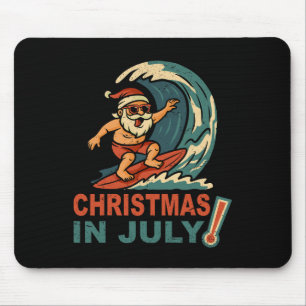 Christmas In July Santa Surfing Summer Hawaiian Ch Mouse Pad