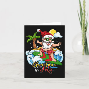 Christmas In July Santa Surfing Summer Vacation  Card