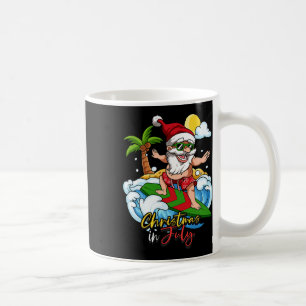 Christmas In July Santa Surfing Summer Vacation Coffee Mug