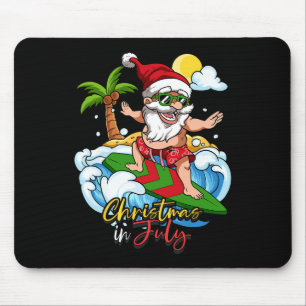 Christmas In July Santa Surfing Summer Vacation Mouse Pad