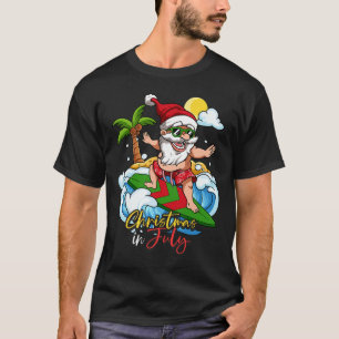 Christmas In July Santa Surfing Summer Vacation  T-Shirt