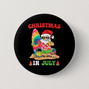 Christmas In July Santa Tie Dye Summer Surf Surfin 6 Cm Round Badge
