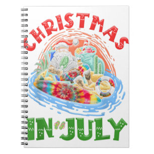 Christmas In July Santa Tie Dye Summer Surf Surfin Notebook