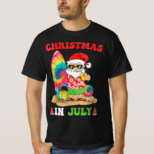 Christmas In July Santa Tie Dye Summer Surf Surfin T-Shirt