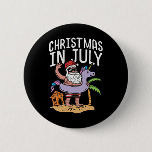 Christmas In July Santa Unicorn Floater Funny Summ 6 Cm Round Badge