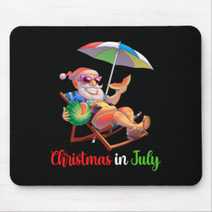 Christmas In July Santa Watermelon Tropical Hawaii Mouse Pad