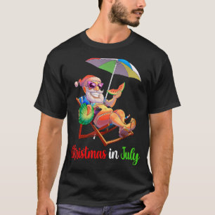 Christmas In July Santa Watermelon Tropical Hawaii T-Shirt