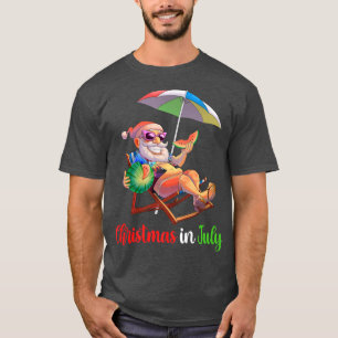 Christmas In July Santa Watermelon Tropical Hawaii T-Shirt