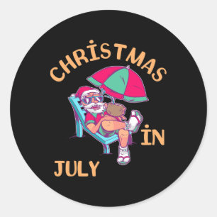 Christmas In July Santa Xmas Beach Hawaiian Summer Classic Round Sticker
