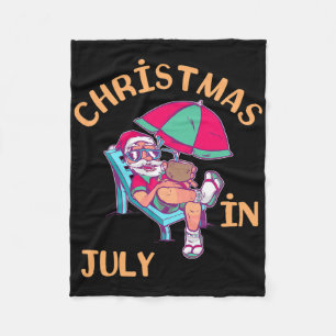 Christmas In July Santa Xmas Beach Hawaiian Summer Fleece Blanket