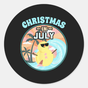 Christmas In July Shirt Beach Summer Vacation Shir Classic Round Sticker