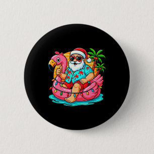 Christmas In July Shirt Boys Kids Santa Flamingo S 6 Cm Round Badge
