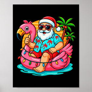 Christmas In July Shirt Boys Kids Santa Flamingo S Poster