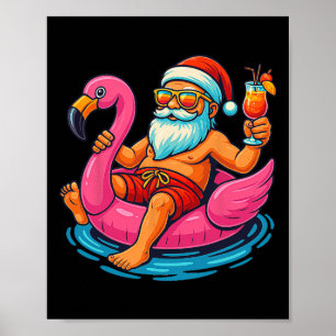 Christmas In July Shirt Boys Kids Santa Flamingo S Poster