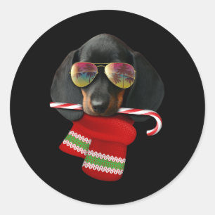 Christmas In July Shirt Dachshund Sungles Dog Love Classic Round Sticker