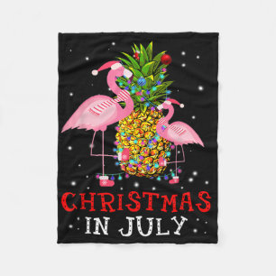 Christmas In July Shirt Funny Flamingo Pineapple S Fleece Blanket
