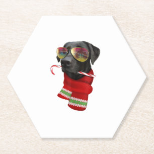 Christmas in July Shirt Labrador Sunglasses Dog Lo Paper Coaster