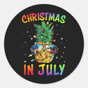 Christmas In July Shirt Pineapple Xmas Tree Summer Classic Round Sticker