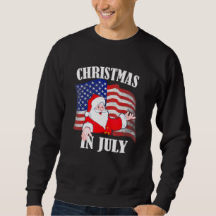 Christmas In July Shirt Retro Hipster Santa 4th Of