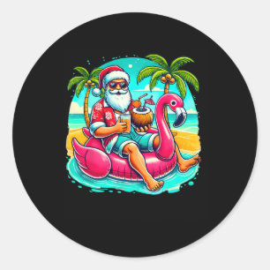 Christmas In July Shirt Santa Flamingo Float Summe Classic Round Sticker