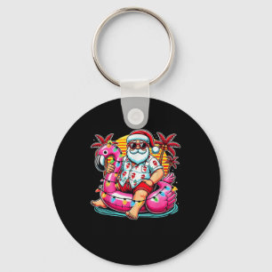Christmas In July Shirt Santa Flamingo Float Summe Key Ring