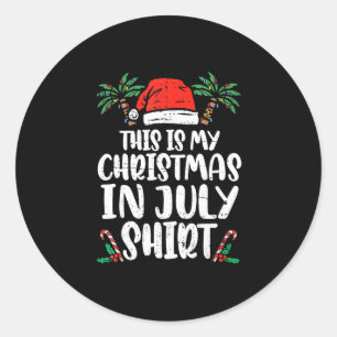 Christmas In July Shirt Santa Hat Summer Beach Vac Classic Round Sticker