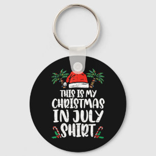 Christmas In July Shirt Santa Hat Summer Beach Vac Key Ring