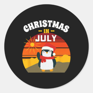 Christmas In July Shirt Summer Pinguin Christmas I Classic Round Sticker