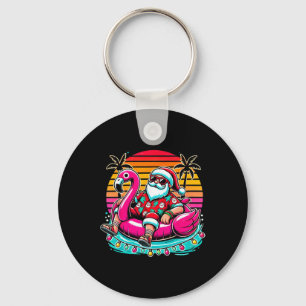Christmas In July Shirt Summer Xmas Santa Flamingo Key Ring