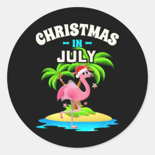 Christmas In July Shirts For Women Men Kids Pink F Classic Round Sticker