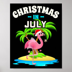 Christmas In July Shirts For Women Men Kids Pink F Poster