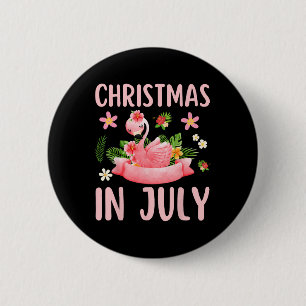 Christmas In July Shirts For Women Pink Flamingo  6 Cm Round Badge