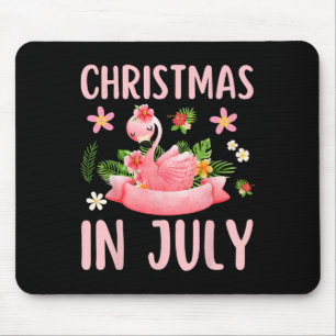 Christmas In July Shirts For Women Pink Flamingo  Mouse Pad