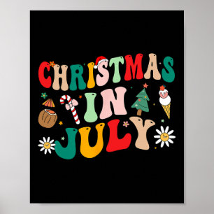 Christmas In July Shirts Groovy Xmas Summer Men Wo Poster