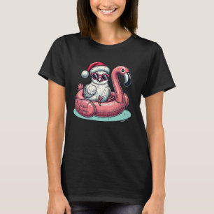 Christmas in July Silkie Chicken Mum Santa Flaming T-Shirt