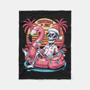 Christmas In July Skeleton Flamingo Float Summer X Fleece Blanket