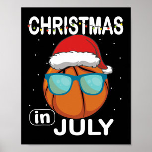 Christmas In July Sketll Santa Sungles Xmas Summer Poster