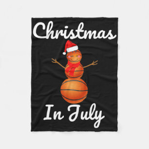 Christmas In July Sketll Snowman Santa Hat Summer  Fleece Blanket